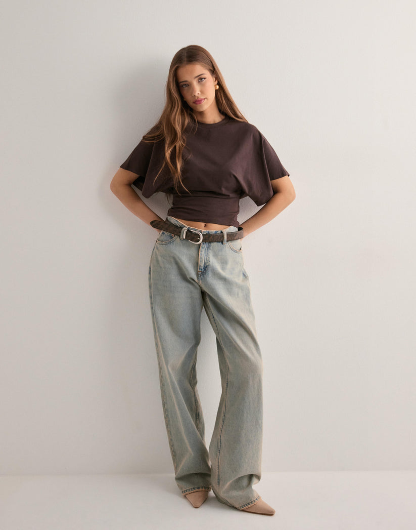 Women's T-Shirt – Wide Sleeves – Round Neck – Batwing T-Shirt – Women's Blouse-Myra Lina