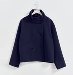 Wool Blend Jacket – Short Double-Breasted Wool Blend Coat for Women-Myra Lina