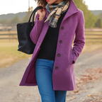 Wool Blend Trench Coat – Single-Breasted – Mid-Length – Women's Coat-Myra Lina