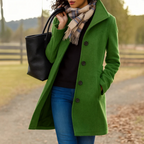 Wool Blend Trench Coat – Single-Breasted – Mid-Length – Women's Coat-Myra Lina