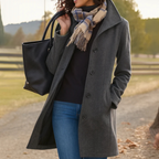 Wool Blend Trench Coat – Single-Breasted – Mid-Length – Women's Coat-Myra Lina