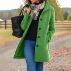 Wool Blend Trench Coat – Single-Breasted – Mid-Length – Women's Coat-Myra Lina