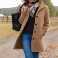 Wool Blend Trench Coat – Single-Breasted – Mid-Length – Women's Coat-Myra Lina