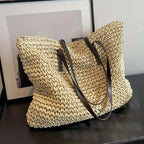 Woven Bag – Shopper Tote Bag in Woven Fabric for Women with Faux Leather Straps-Myra Lina