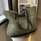 Woven Bag – Shopper Tote Bag in Woven Fabric for Women with Faux Leather Straps-Myra Lina