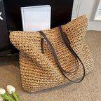Woven Bag – Shopper Tote Bag in Woven Fabric for Women with Faux Leather Straps-Myra Lina