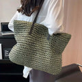 Woven Bag – Shopper Tote Bag in Woven Fabric for Women with Faux Leather Straps-Myra Lina
