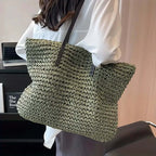 Woven Bag – Shopper Tote Bag in Woven Fabric for Women with Faux Leather Straps-Myra Lina