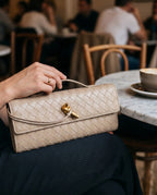 Woven Clutch | Small Evening Shoulder Bag | Adjustable Strap-Myra Lina