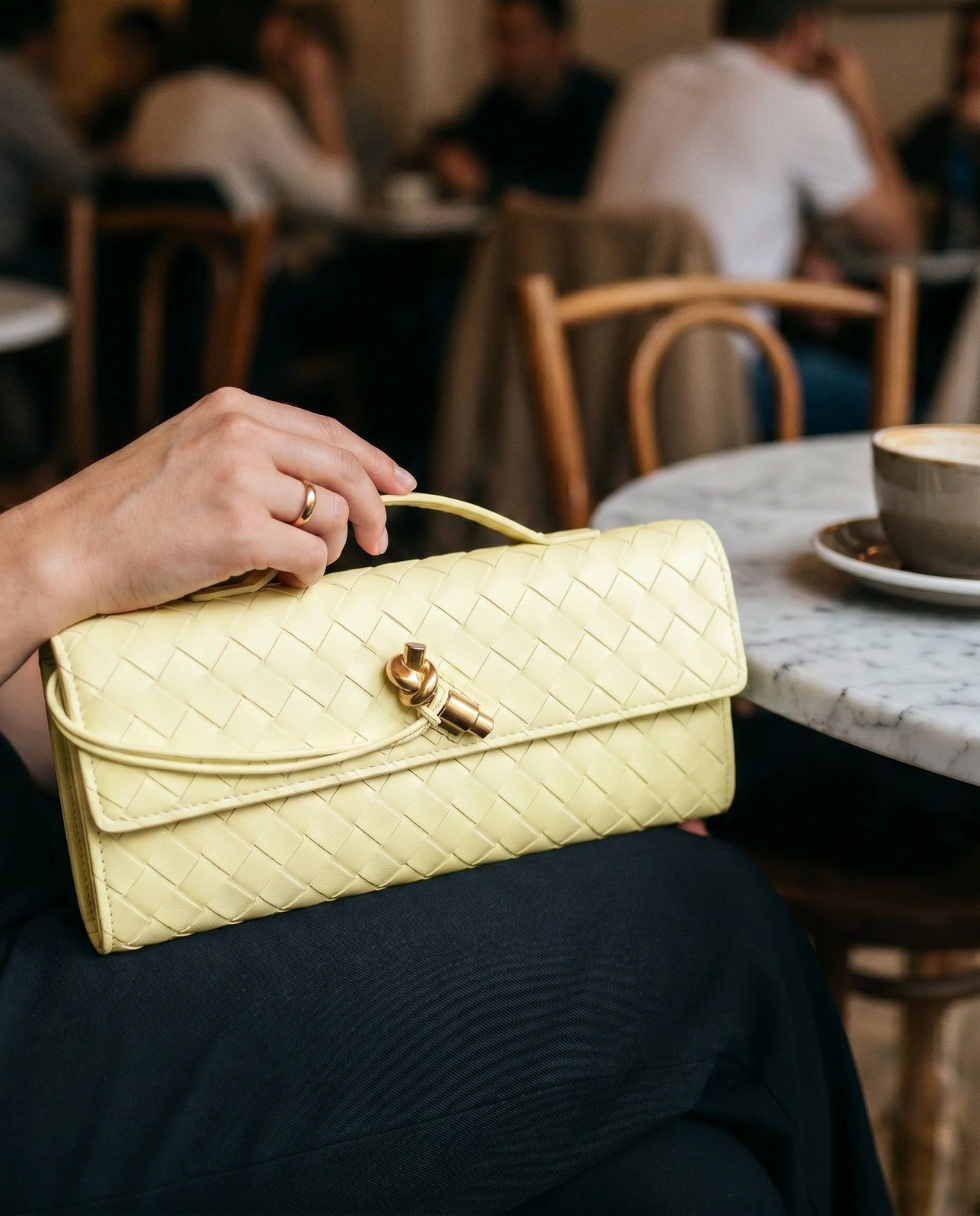Woven Clutch | Small Evening Shoulder Bag | Adjustable Strap-Myra Lina