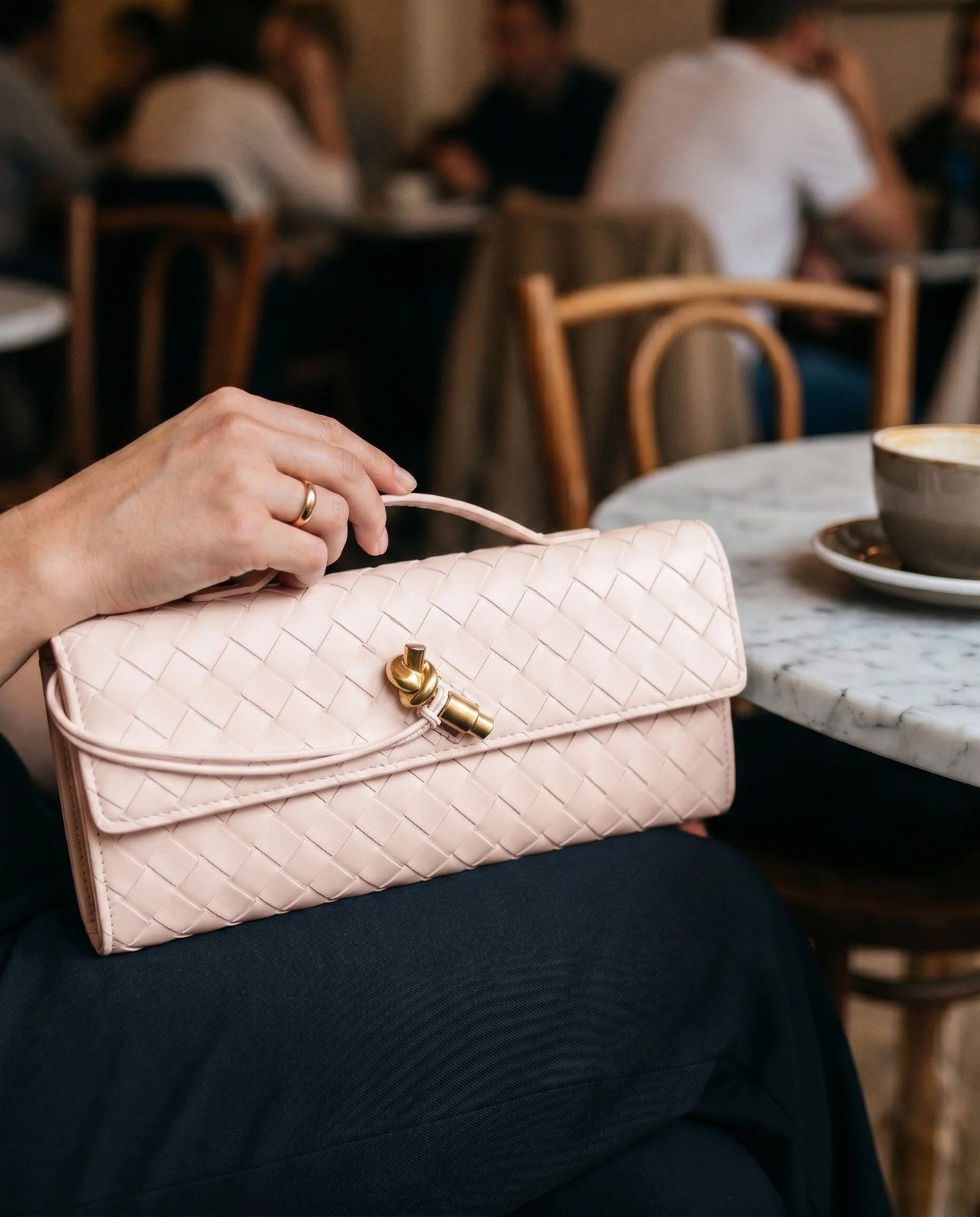 Woven Clutch | Small Evening Shoulder Bag | Adjustable Strap-Myra Lina