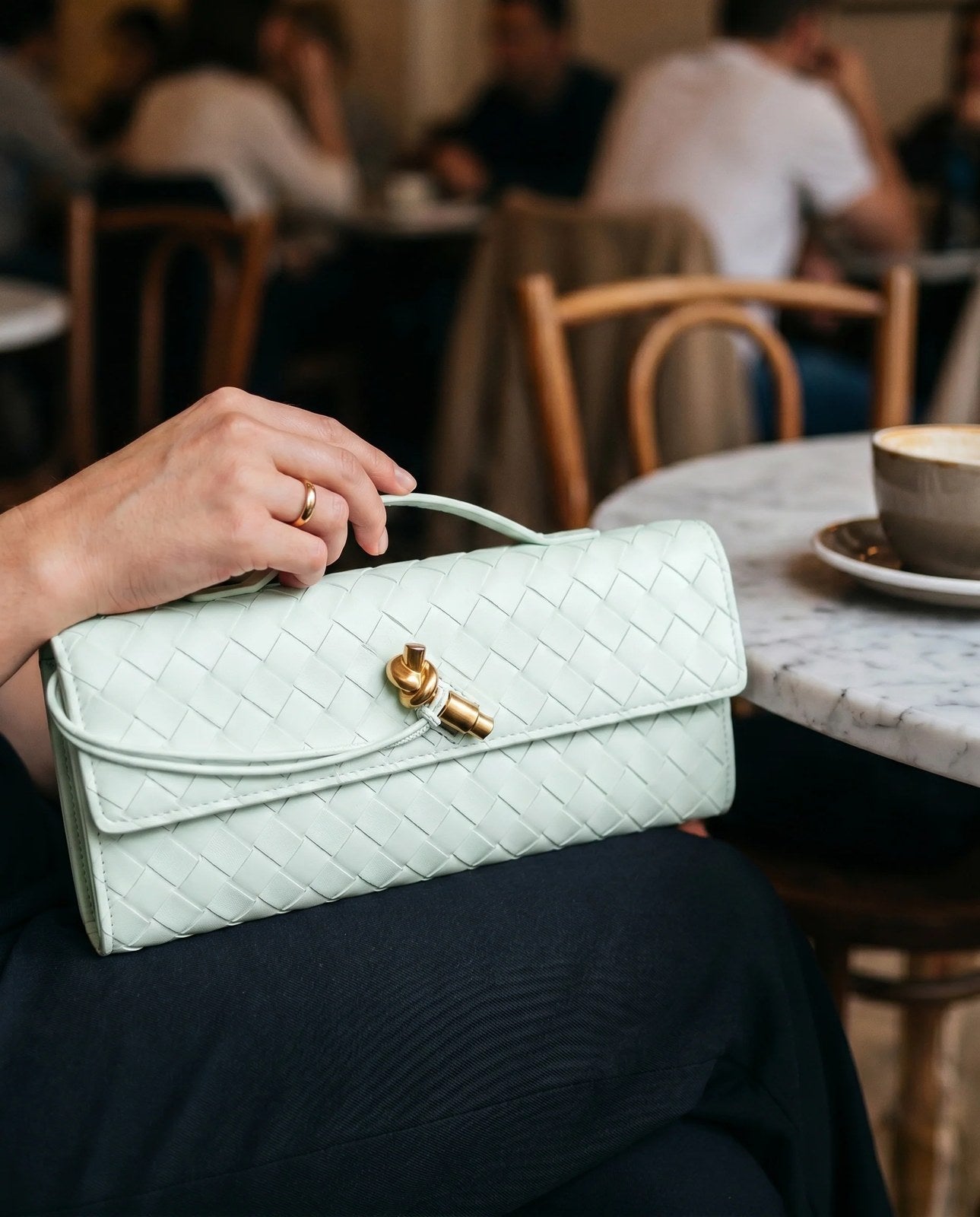 Woven Clutch | Small Evening Shoulder Bag | Adjustable Strap-Myra Lina