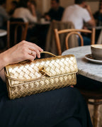 Woven Clutch | Small Evening Shoulder Bag | Adjustable Strap-Myra Lina