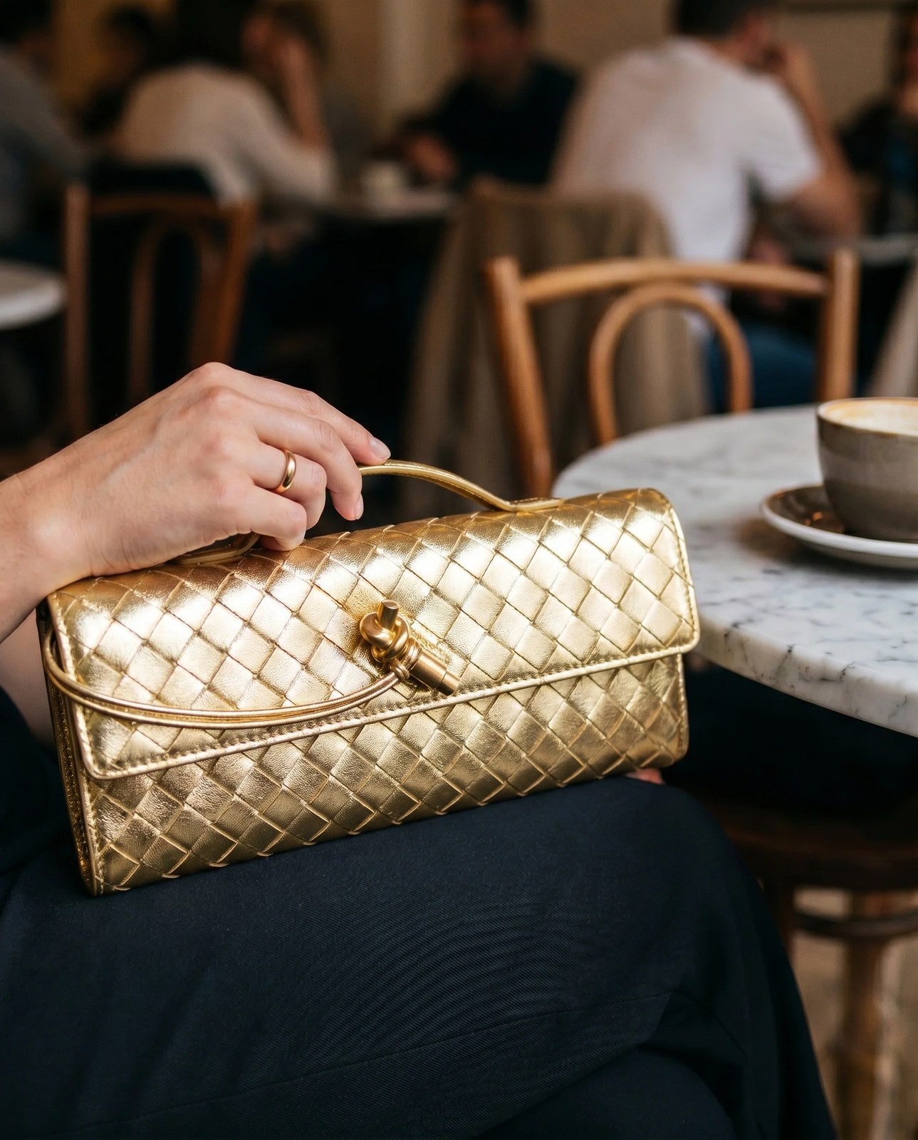 Woven Clutch | Small Evening Shoulder Bag | Adjustable Strap-Myra Lina