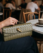 Woven Clutch | Small Evening Shoulder Bag | Adjustable Strap-Myra Lina