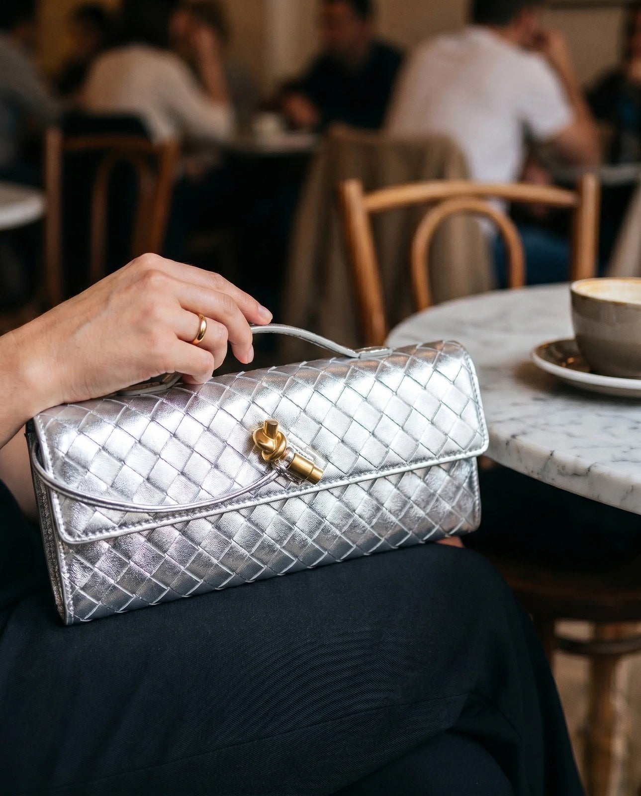 Woven Clutch | Small Evening Shoulder Bag | Adjustable Strap-Myra Lina