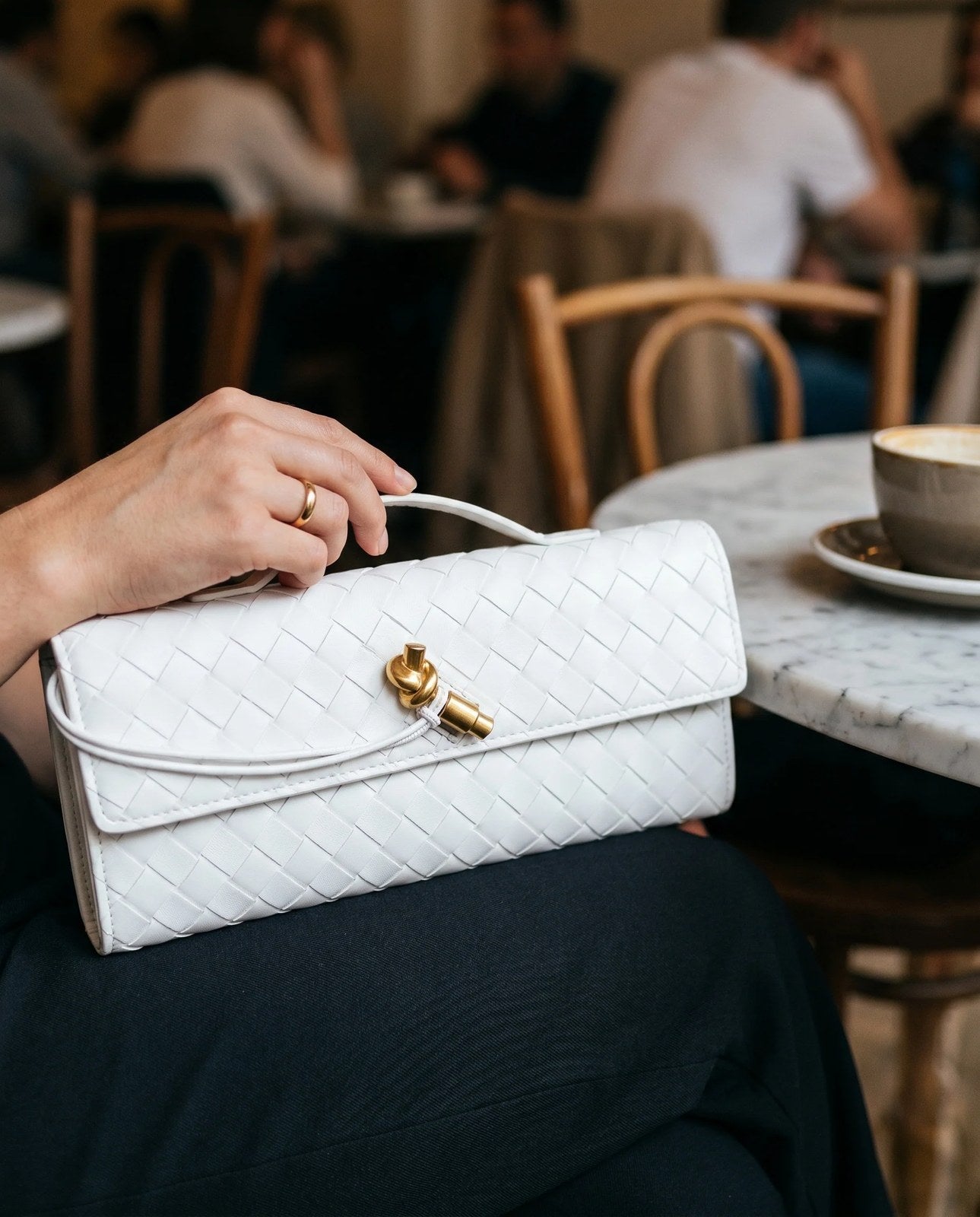Woven Clutch | Small Evening Shoulder Bag | Adjustable Strap-Myra Lina