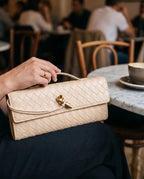 Woven Clutch | Small Evening Shoulder Bag | Adjustable Strap-Myra Lina