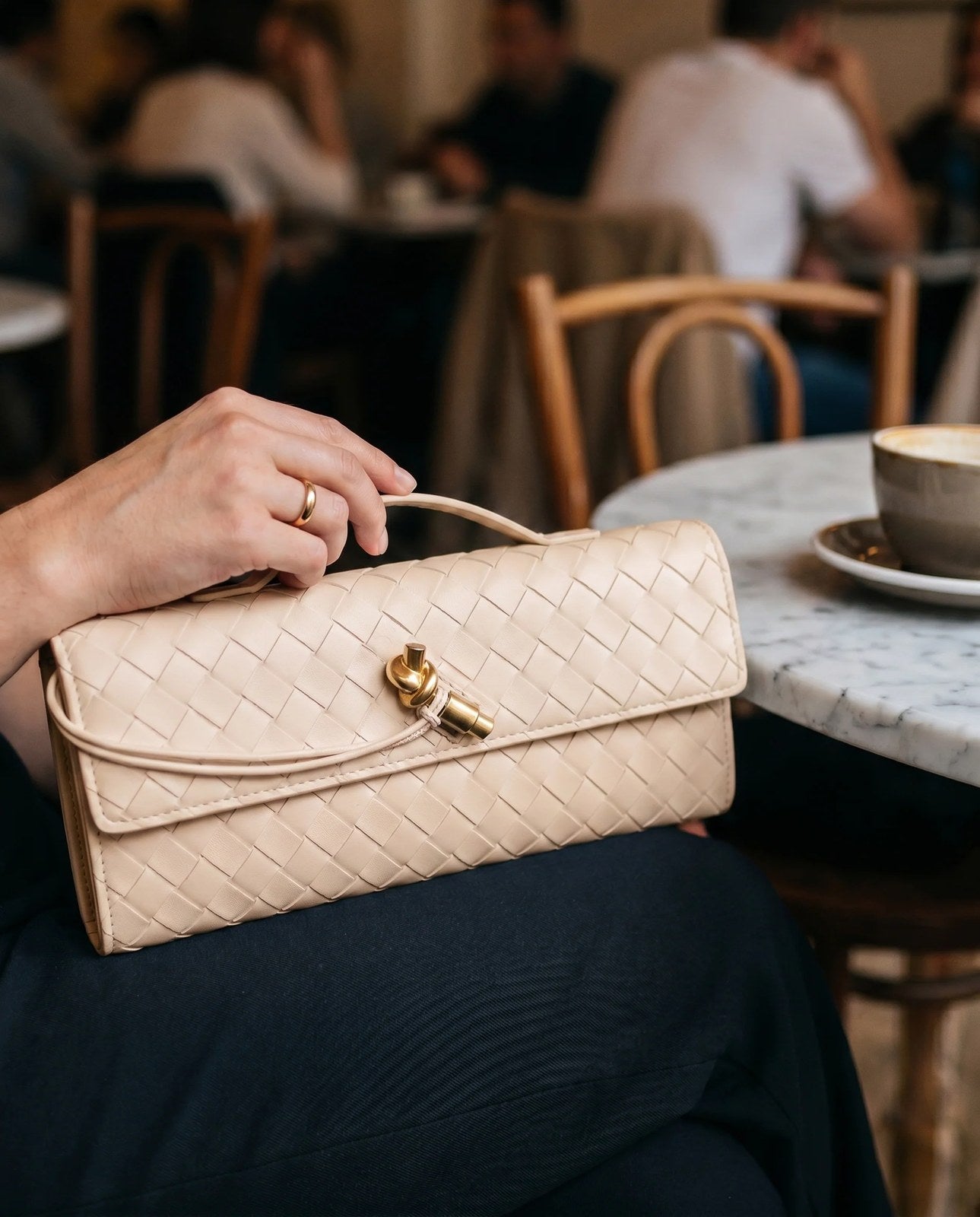Woven Clutch | Small Evening Shoulder Bag | Adjustable Strap-Myra Lina