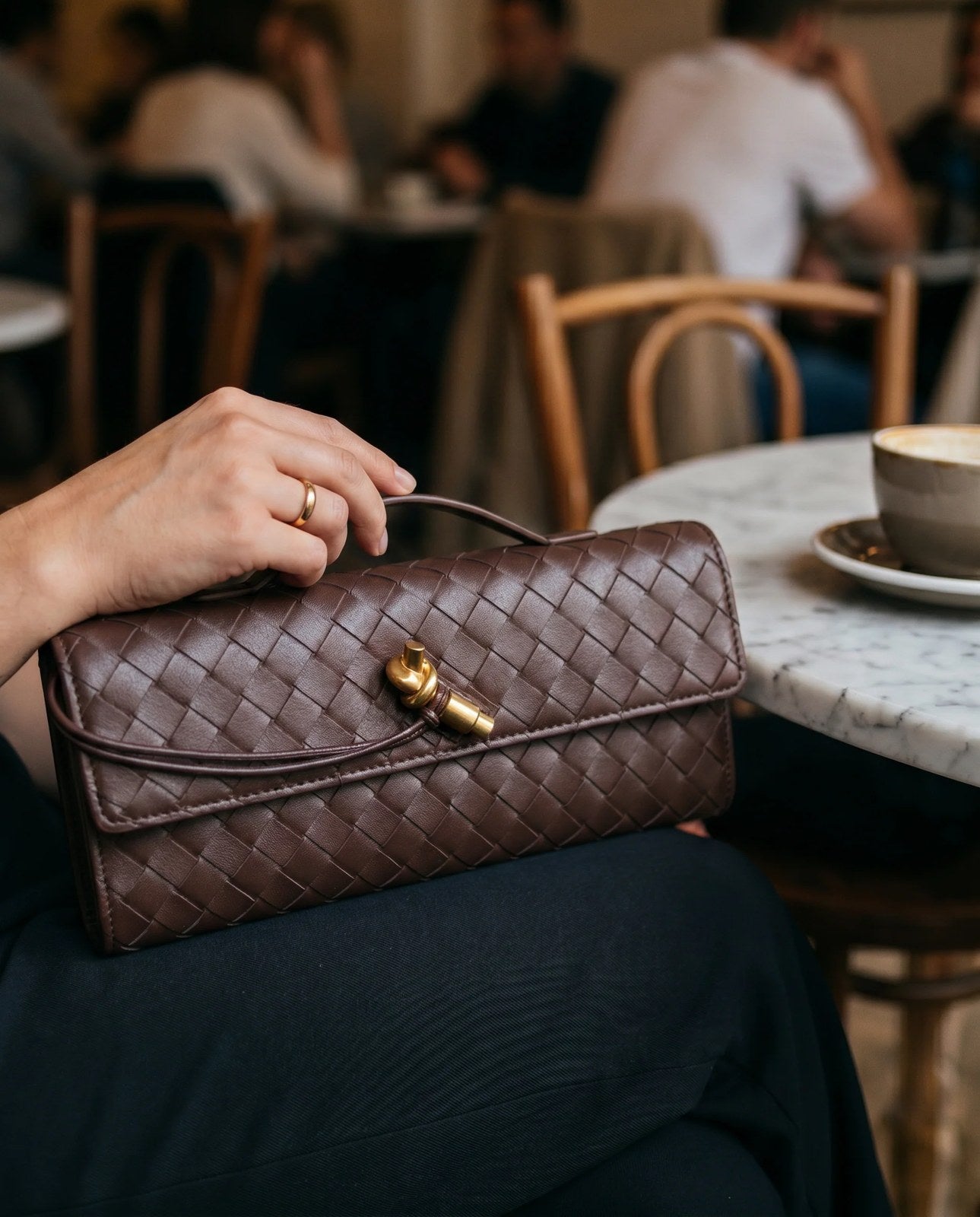 Woven Clutch | Small Evening Shoulder Bag | Adjustable Strap-Myra Lina