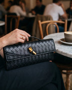 Woven Clutch | Small Evening Shoulder Bag | Adjustable Strap-Myra Lina