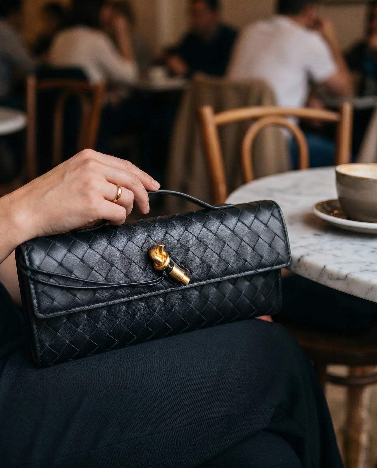 Woven Clutch | Small Evening Shoulder Bag | Adjustable Strap-Myra Lina