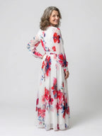 Wrap Maxi Dress | Floral | Long Sleeve | Tie Waist-Myra Lina