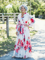 Wrap Maxi Dress | Floral | Long Sleeve | Tie Waist-Myra Lina