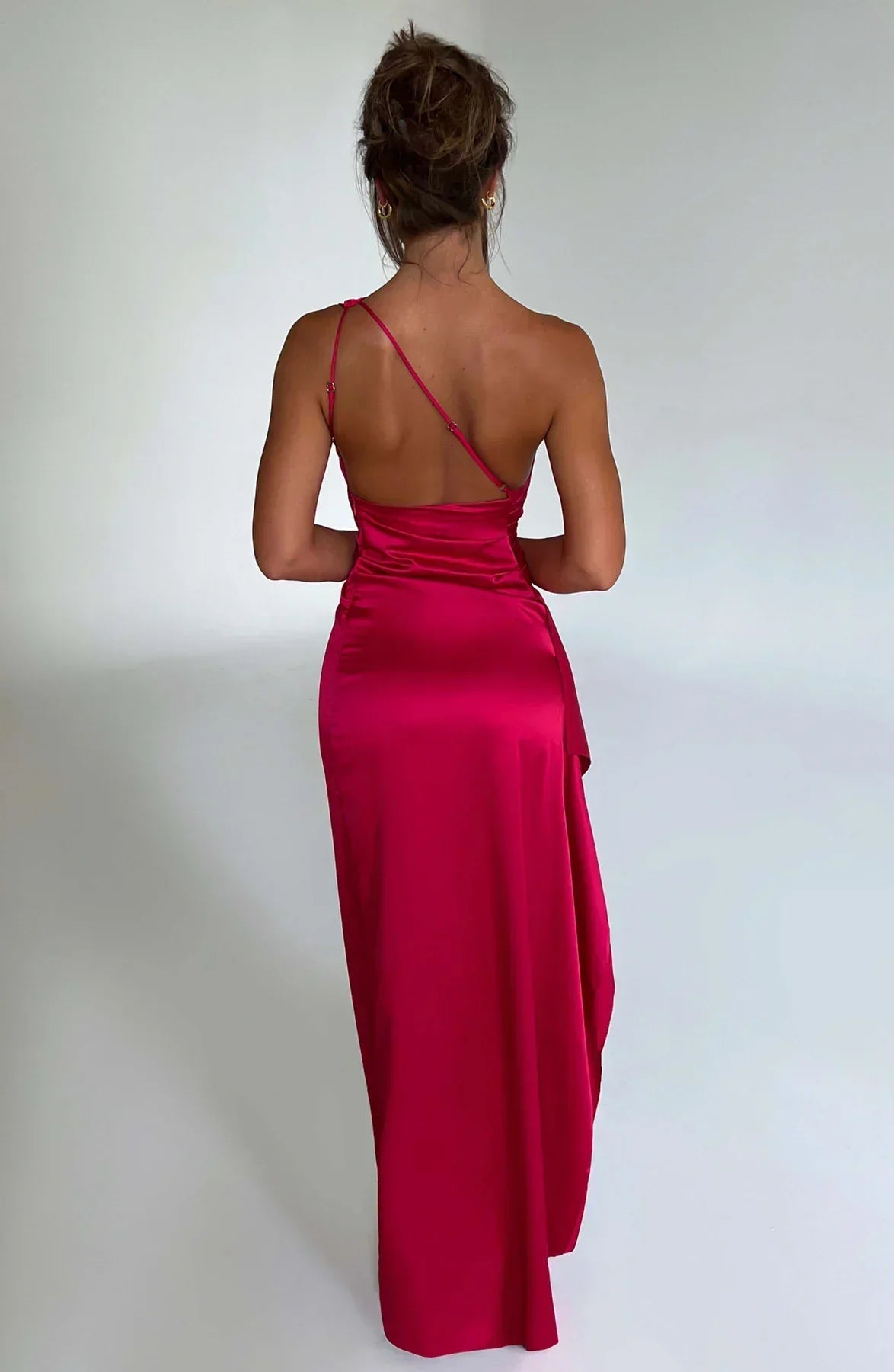 Formal Dress | One Shoulder Satin Gown | High Split-Myra Lina