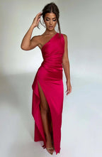Formal Dress | One Shoulder Satin Gown | High Split-Myra Lina