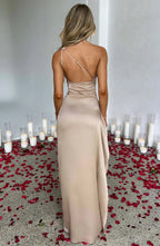 Formal Dress | One Shoulder Satin Gown | High Split-Myra Lina