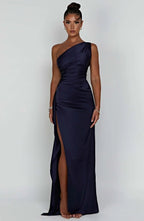 Formal Dress | One Shoulder Satin Gown | High Split-Myra Lina