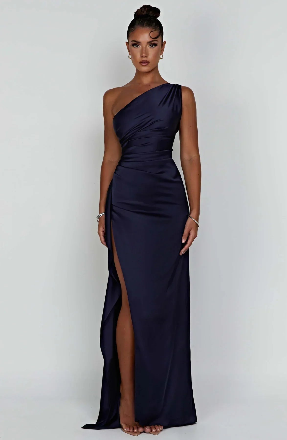 Formal Dress | One Shoulder Satin Gown | High Split-Myra Lina