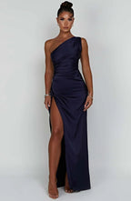 Formal Dress | One Shoulder Satin Gown | High Split-Myra Lina