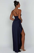 Formal Dress | One Shoulder Satin Gown | High Split-Myra Lina