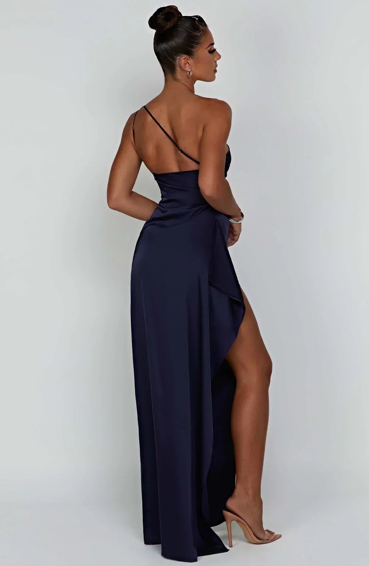 Formal Dress | One Shoulder Satin Gown | High Split-Myra Lina
