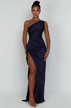 Formal Dress | One Shoulder Satin Gown | High Split-Myra Lina