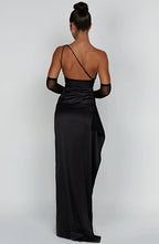 Formal Dress | One Shoulder Satin Gown | High Split-Myra Lina