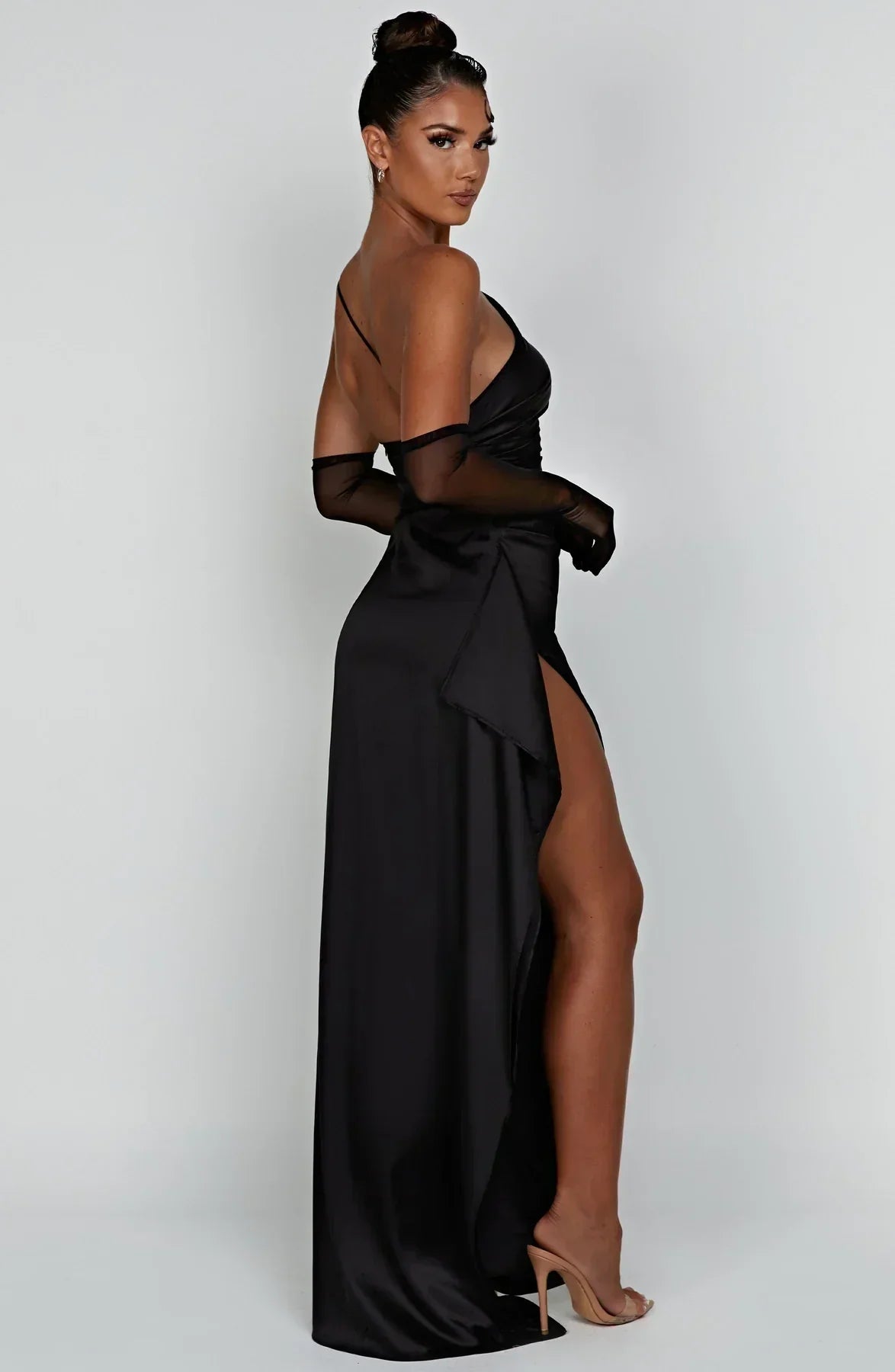 Formal Dress | One Shoulder Satin Gown | High Split-Myra Lina