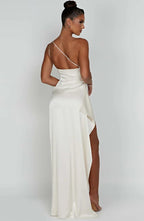 Formal Dress | One Shoulder Satin Gown | High Split-Myra Lina
