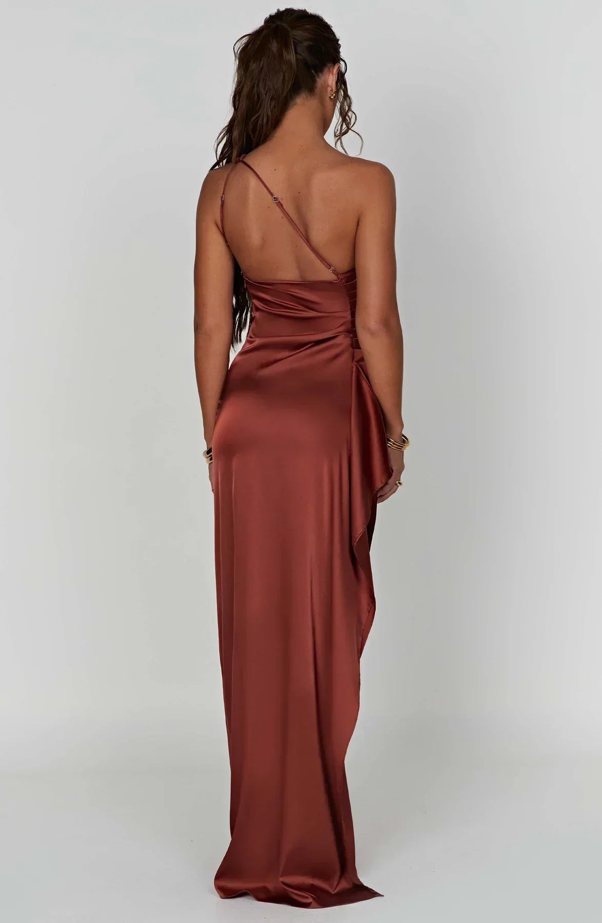 Formal Dress | One Shoulder Satin Gown | High Split-Myra Lina