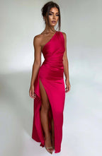Formal Dress | One Shoulder Satin Gown | High Split-Myra Lina