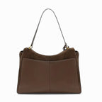 Shoulder Bag | Large Faux Suede Handbag | Gold Turnlock-Myra Lina
